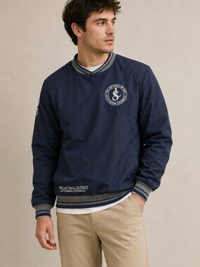 Last Standing Clothing Co Navy Pullover Windbreaker Jacket Small S Embroidered L